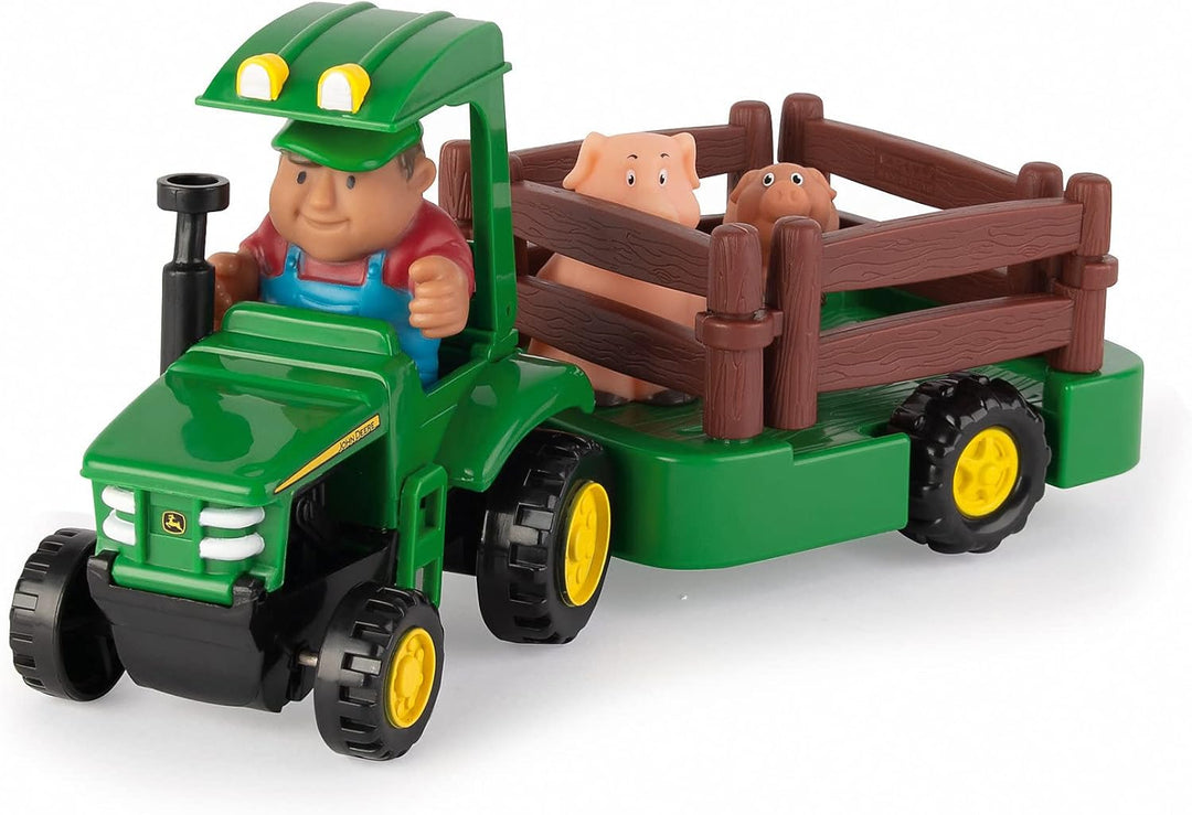 JOHN DEERE 1st Farming Fun Hauling Set Traktor mit Anhänge, Traktor mit Anhänge