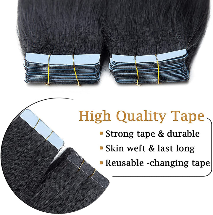 SEGO 40 Stück Tape in Extensions Echthaar 2.5g/pcs Klebeband Haarverlängerung 100% Remy Human Haar H