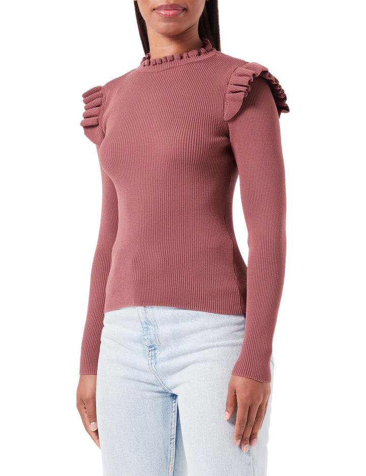 ONLY Damen Onlsia Sally Ruffle Ls KNT Noos Pullover XS Rose Brown, XS Rose Brown