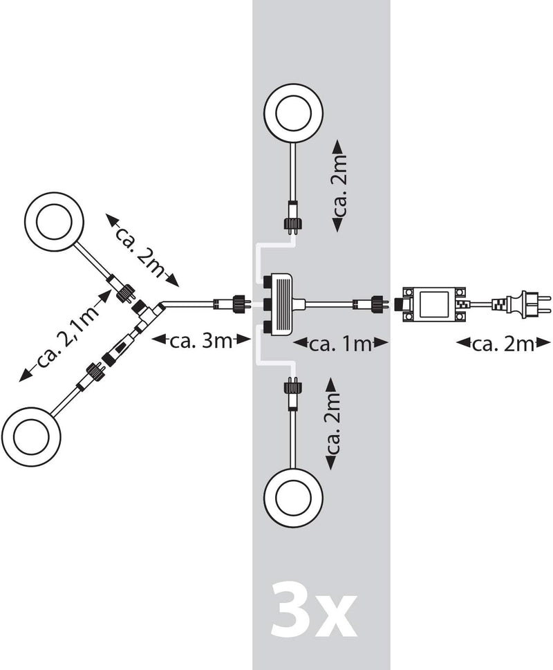 ledscom.de 8er Set LED Gartenleuchte ALF chrom matt mit Erdspiess für aussen, IP44, je 70lm, warm-we