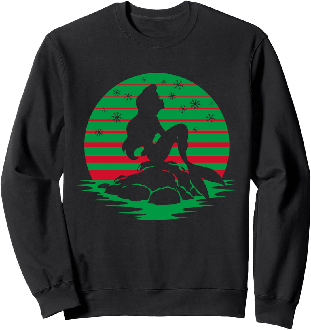 Disney Princess Ariel Red & Green Holiday Silhouette Sweatshirt