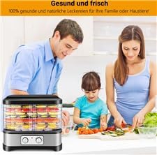 Dörrautomat Edelstahl, Dörrapparat Dehydrator Dörrgerät mit 8 Einlegefächer, Temperaturregelung 35-7