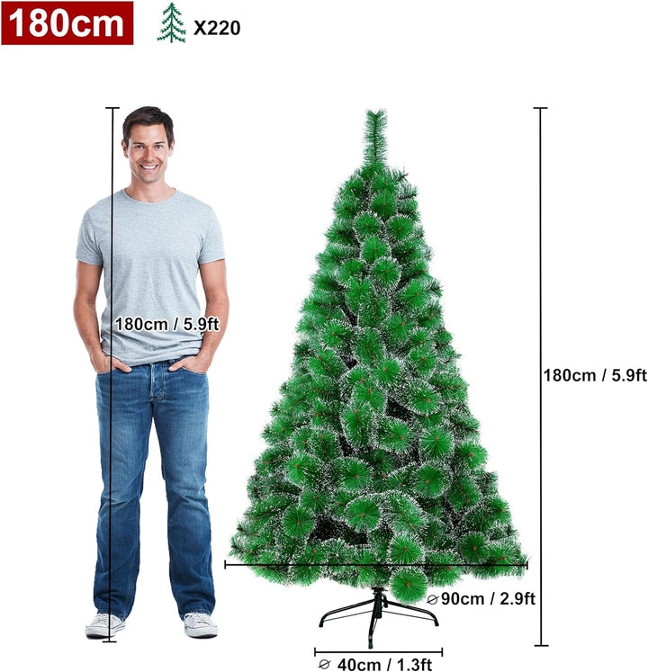 HENGMEI 180cm PVC Weihnachtsbaum Tannenbaum Christbaum Grün künstlicher mit Metallständer ca. 240 Sp