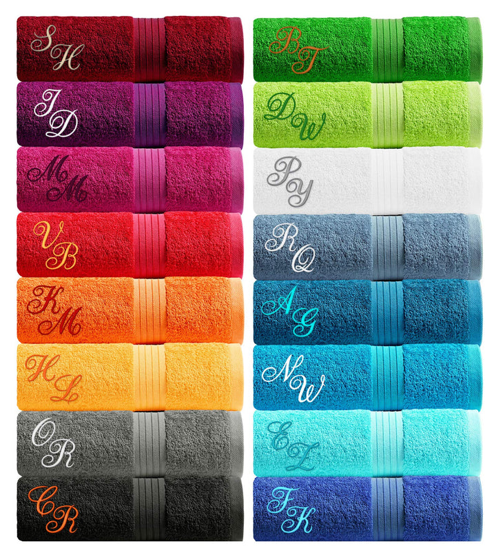 Lashuma Badehandtuch 100x150 Bestickt mit Monogramm, Handtuch Blau - Aquamarin, Serie: Linz 100 x 15