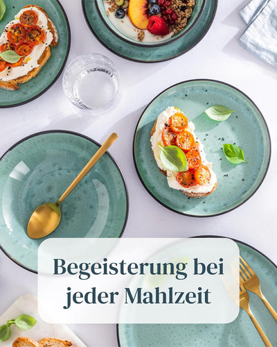 Steingut Geschirrset 6 Personen Ibiza 18-tlg. TEST SEHR GUT – Steingut Geschirr Set für Spülmaschine