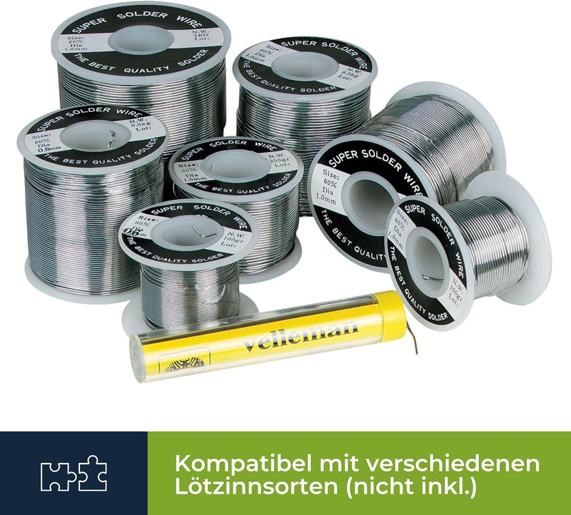 Velleman Lötstation 48W keramisch mit Ständer und Lötschwamm, VTSSC50N Single, Single