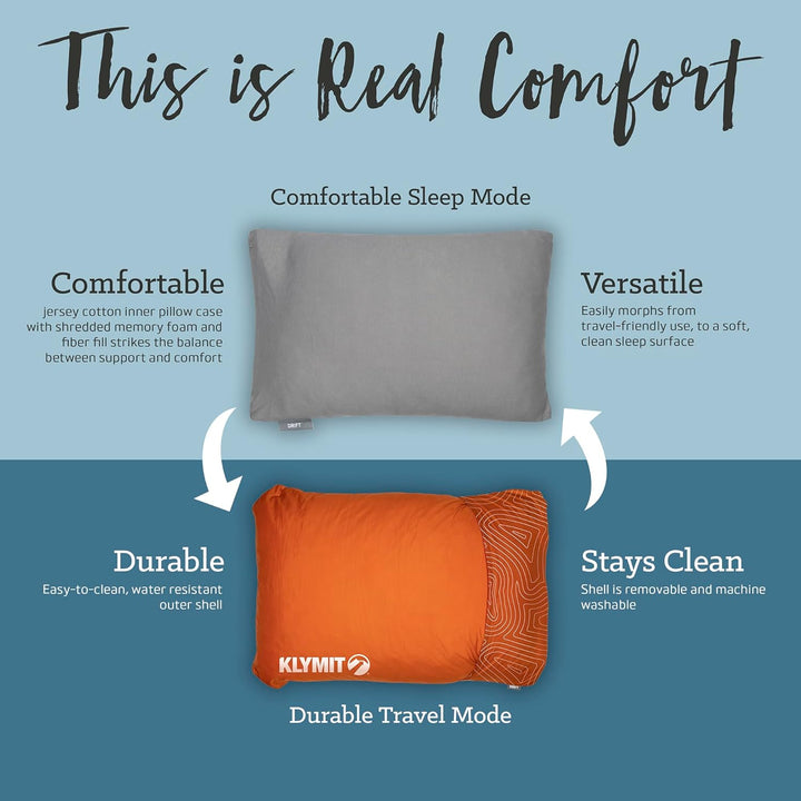 Klymit Unisex's Drift Camping Pillow, Orange, L L (1er Pack) Orange, L (1er Pack) Orange