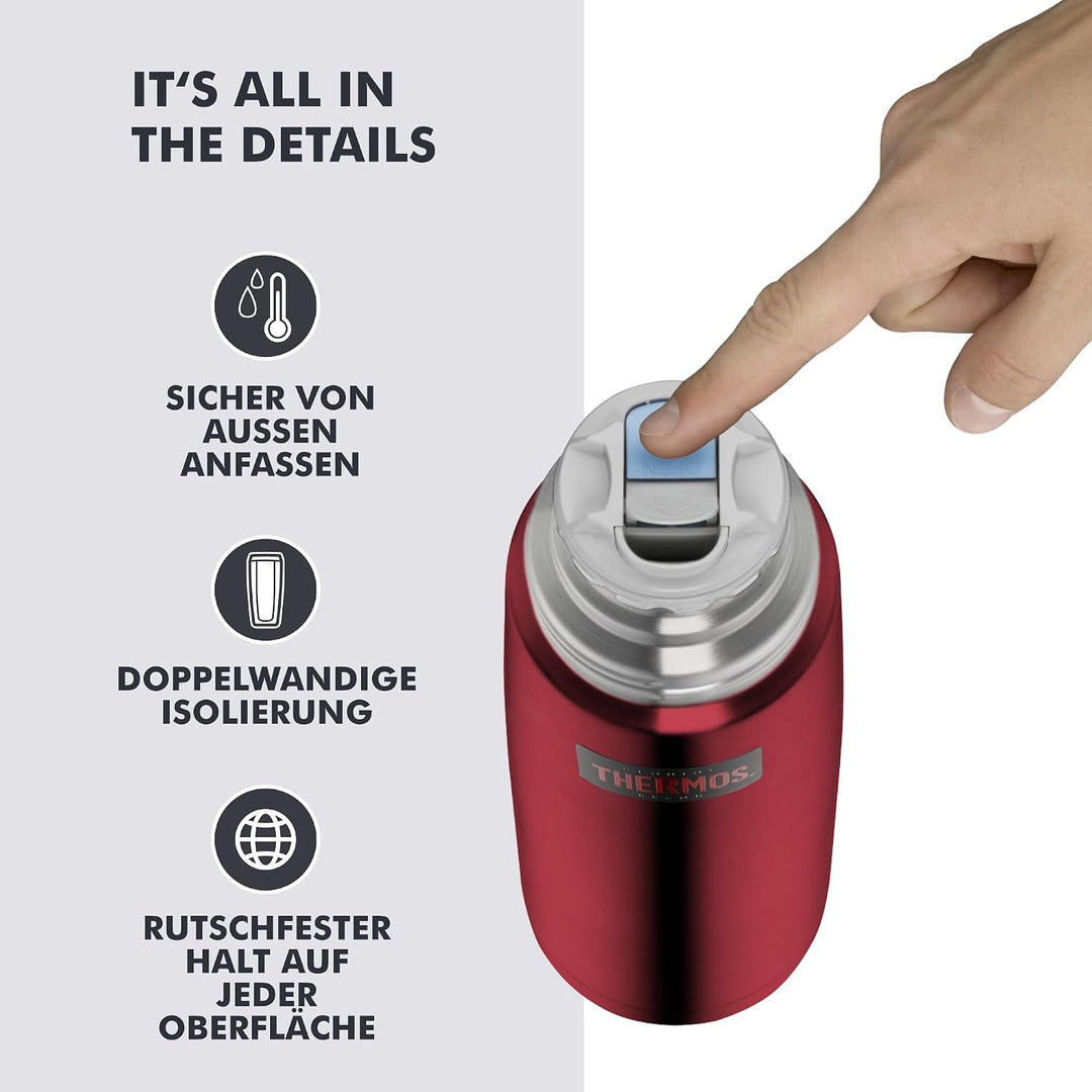 THERMOS LIGHT &amp; COMPACT BEVERAGE BOTTLE 1l, cranberry red, Thermosflasche Edelstahl, Isolierflasche