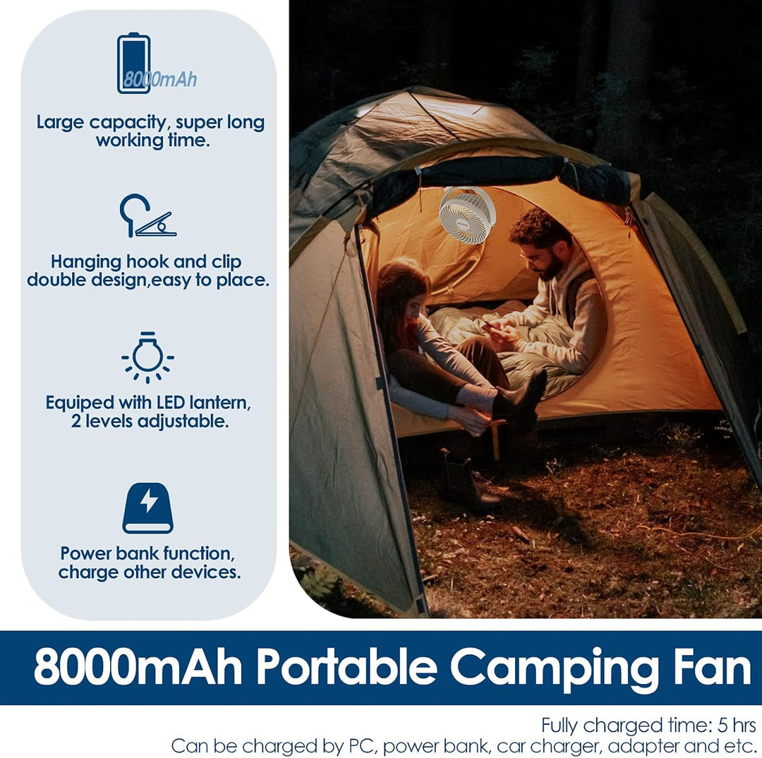 Simpeak 10000mAh Camping Ventilator Tischventilator, Mini USB Ventilator leise, Clip Fan mit Fernbed