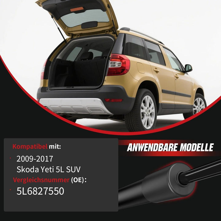 Gasfeder Heckklappe kompatibel mit Skoda Yeti 5L (2009–2017), OTUAYAUTO 2 Stück Heckklappendämpfer –