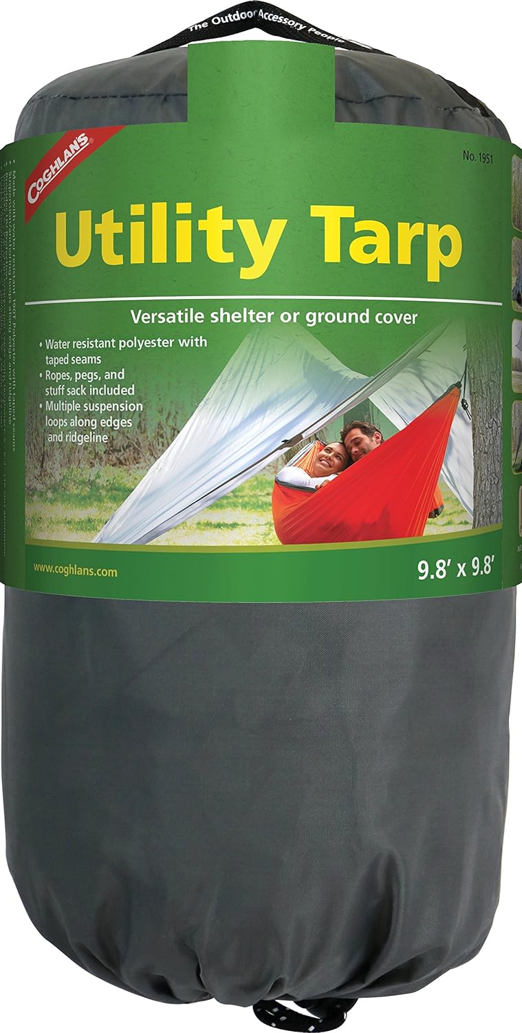 Coghlans Tarp Utility 300x300cm - Wasserdichtes und leichtes Tarp Grau 3 x 3 m, Grau 3 x 3 m