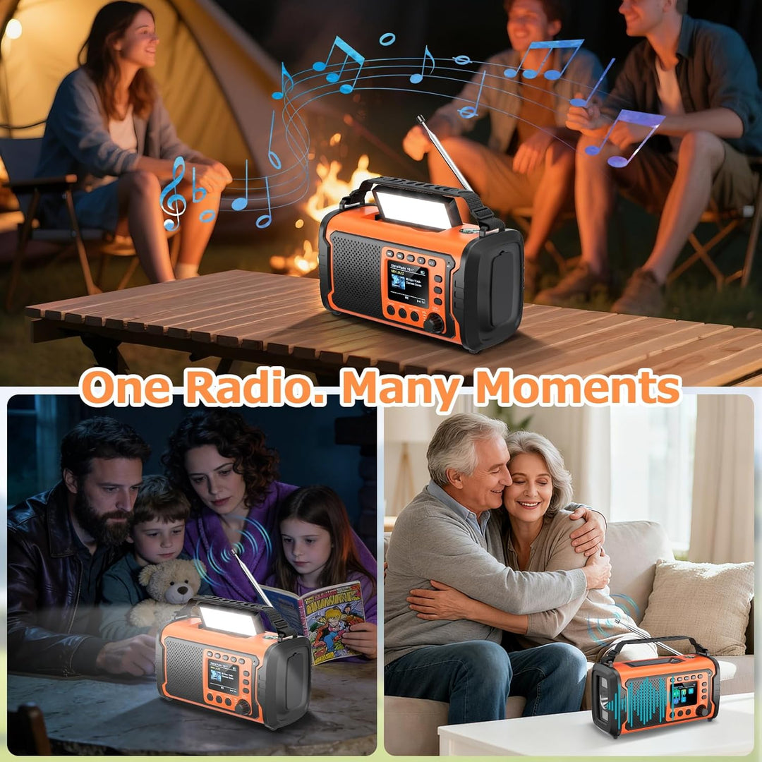 27000mAh DAB/DAB+ Notfallradio mit Kurbel, Solar & USB Laden, Bluetooth 5.3, Powerbank-Funktion, SOS