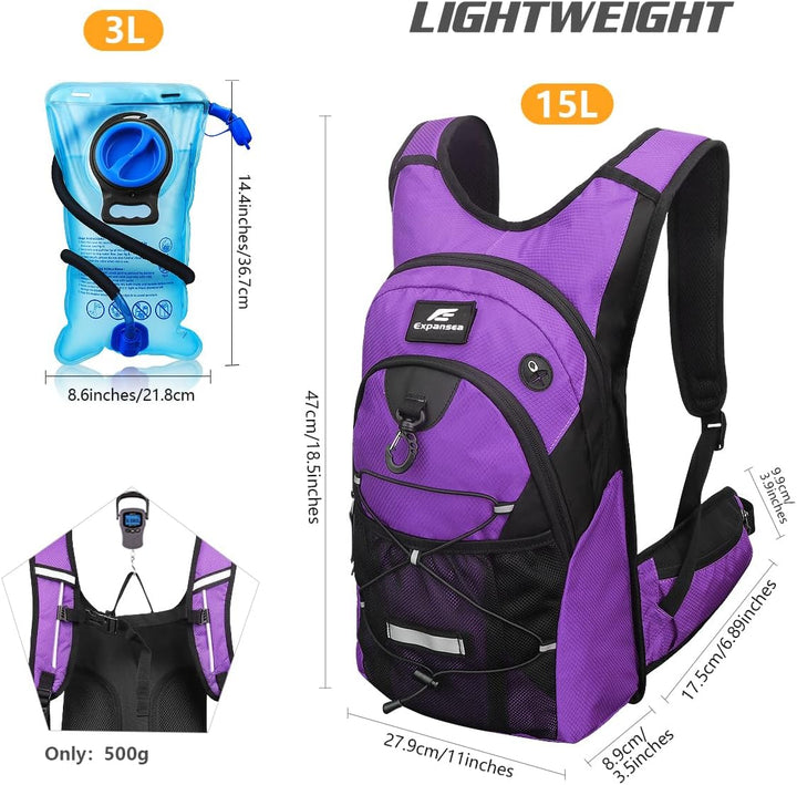 Trinkrucksack mit Trinkblase 3L BPA-Frei, Wasserdichter Outdoor-Rucksack, Rucksack mit Trinksystem,