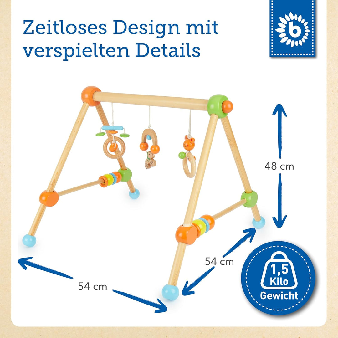 Bieco Spieltrapez | Spielbogen Baby Holz mit Figuren & Kugeln | Spielebogen Holz Baby | Spieltrapez