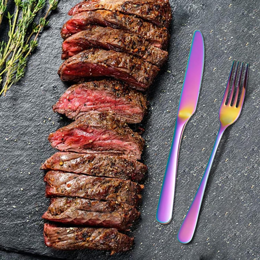 Besteck Set, Edelstahl Spiegelpoliert 30 teilig Besteckset für 6 Personen, Essbesteck Set mit Messer