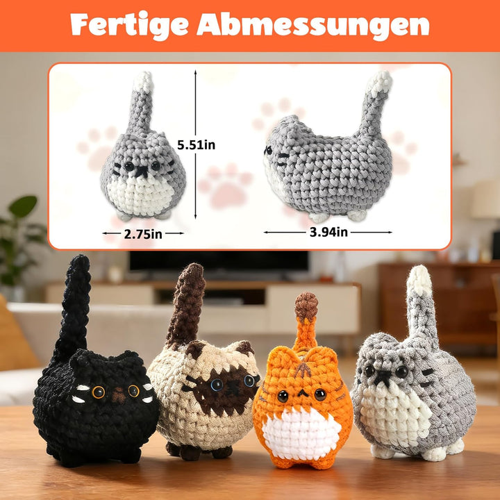 Heckel Set, Häkelnadel-Set für Anfänger mit 4 Schlüsselringen, Häkeln Für Anfänger Häkelset Tiere, A