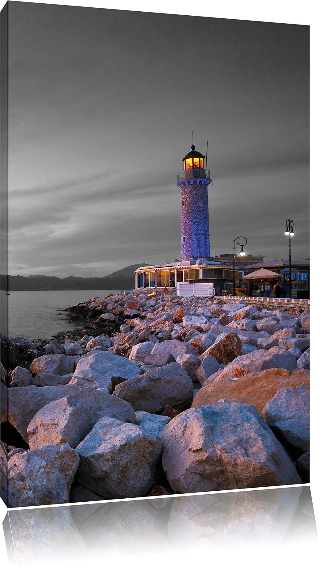Pixxprint Romantischer Leuchtturm bei Ebbe als Leinwandbild/Grösse: 100x70 cm/Wandbild/Kunstdruck/fe