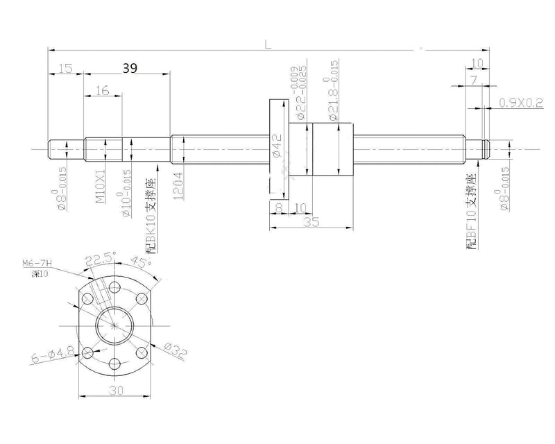 BEVDICNC Kugelumlaufspindel SFU1204 450mm Gewindespindel Edelstahl Kugelumlaufspindel Durchmesser 12