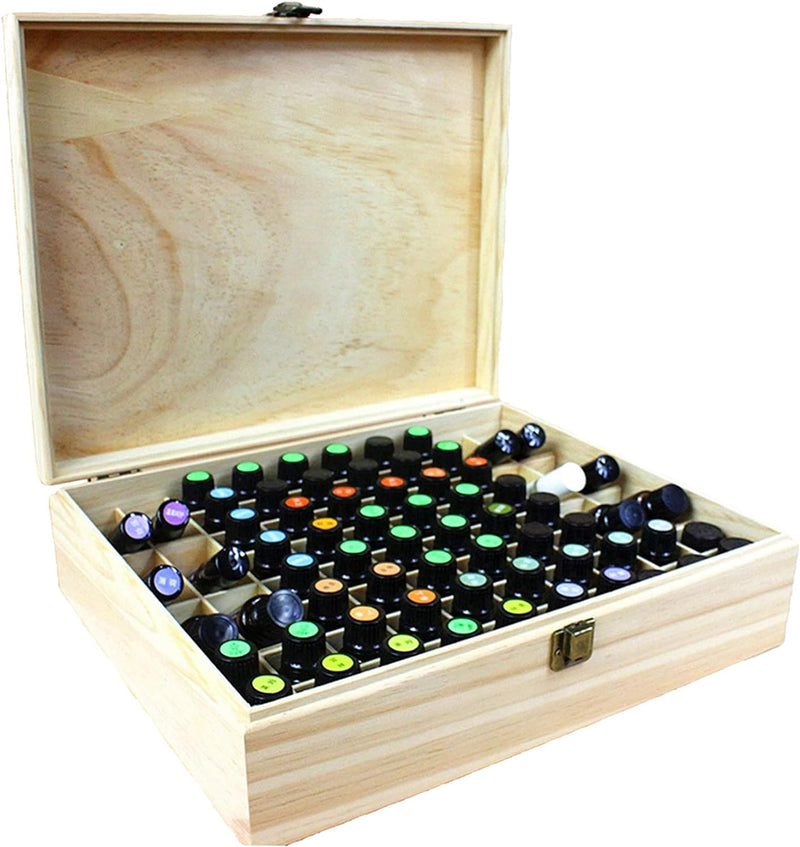 RoseFlower Holz Ätherisches Öl Organisator Behälter Duftöle Display Ständer, 68 Löcher Aufbewahrungs