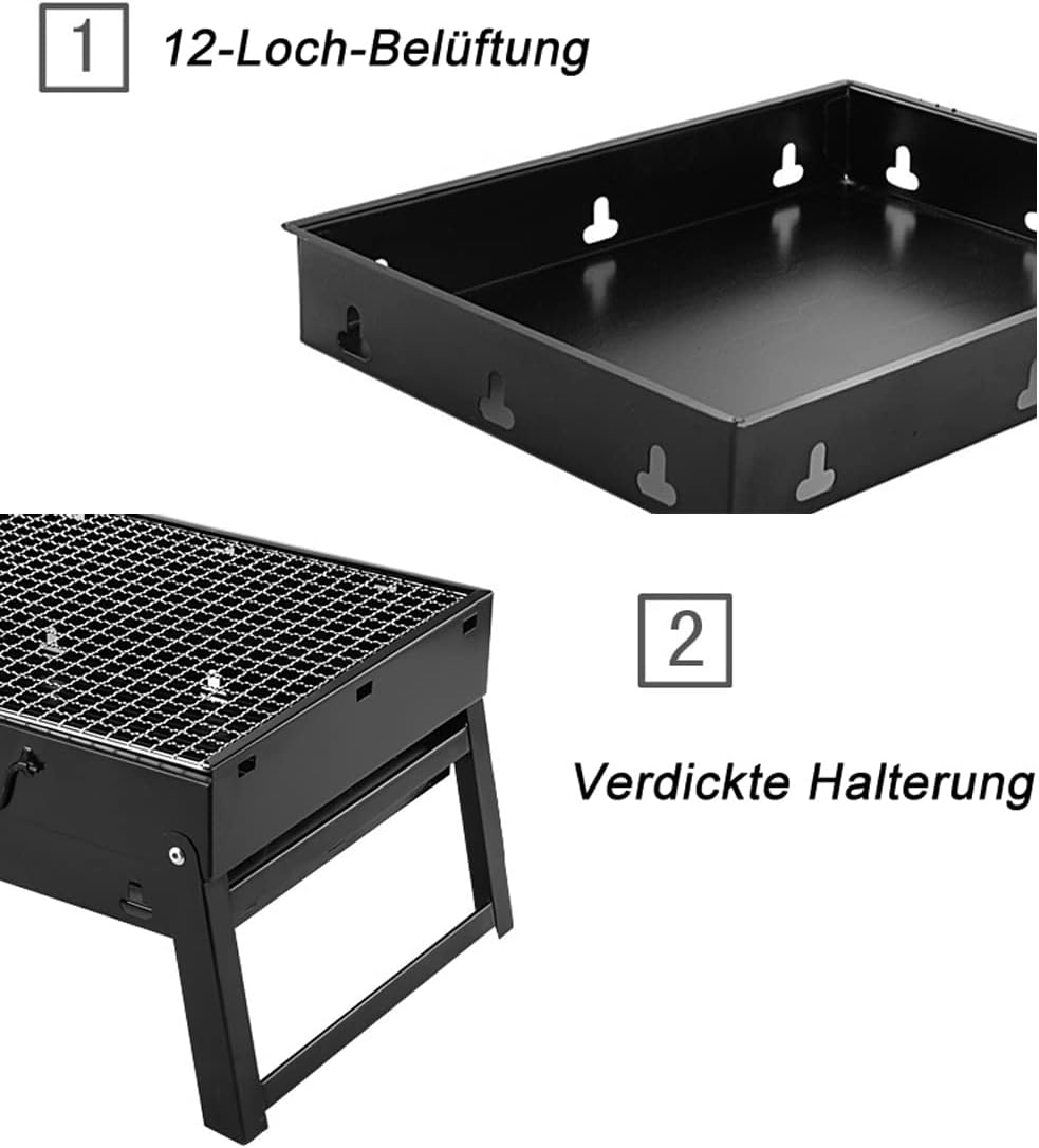 ROIMOE Holzkohlegrills Grill BBQ Portable, Tischgrill Campinggrill Picknickgrill, Abnehmbare BBQ Gri