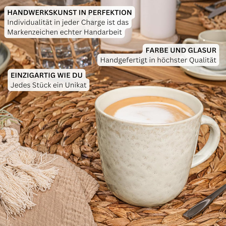 Sänger Key West | Kaffeebecher 6 Personen, Steingut Kaffeetassen Set 6er, Tassen Set Teetasse Set sp
