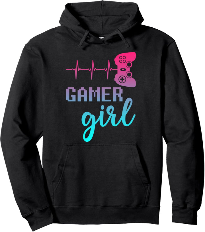 Gamer Girl Heartbeat Gambler Konsole Pullover Hoodie