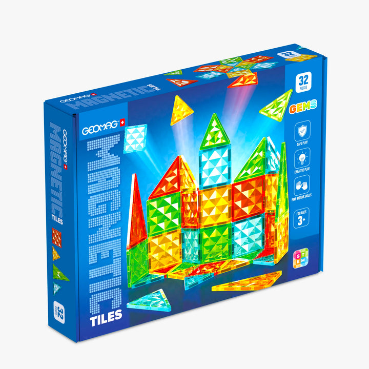 Geomag Magnetic Tiles Gems 32 Gemme Fliesen 32, Gemme Fliesen 32