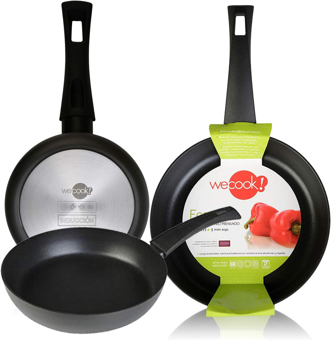 WECOOK Ecogreen Set mit 3 Pfannen 18-20-24 cm Aluminium, Induktion, umweltfreundliche Antihaftbeschi