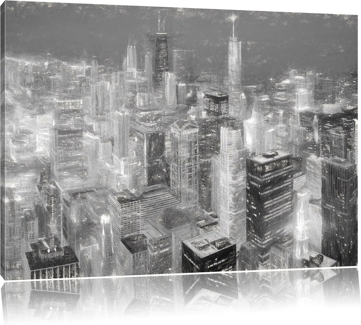 Pixxprint Luftaufnahme Chicago als Leinwandbild/Grösse: 100x70 cm/Wandbild/Kunstdruck/fertig bespann