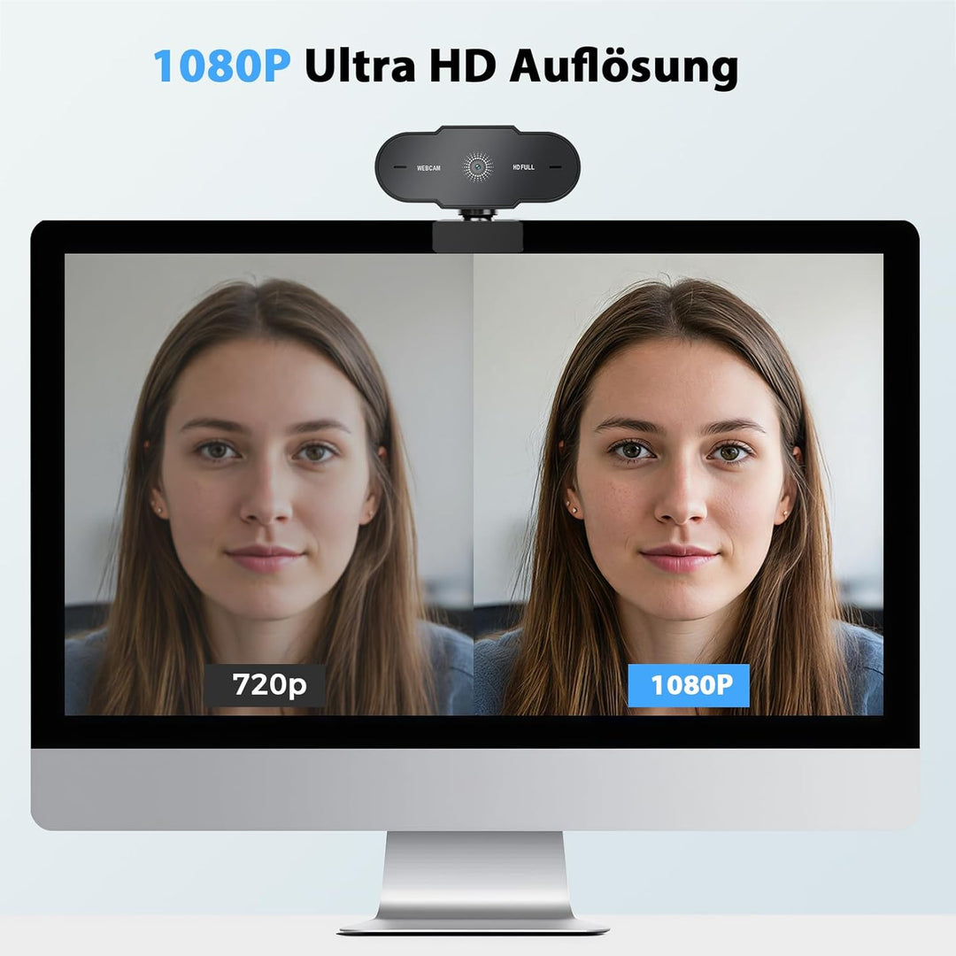 Webcam 1080P 30FPS - Full HD PC Kamera mit USB A Klares Stereo-Audio, Automatische Lichtkorrektur US