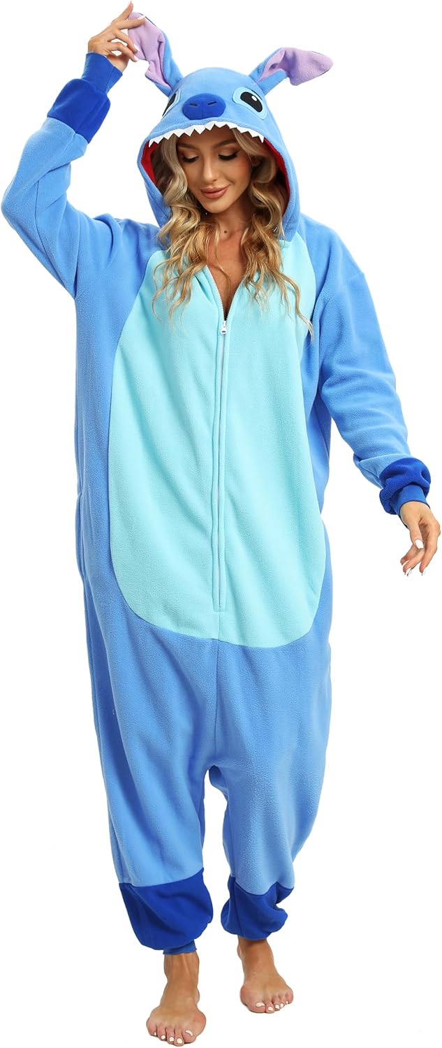 Tier Onesie Karneval Halloween Kostüm Cosplay Schlafanzüge Erwachsene S Zip Blue, S Zip Blue