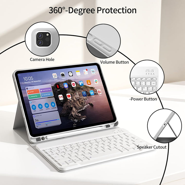Hülle mit Tastatur für iPad Pro 11 4. / 3. / 2. Generation 2022/2021/2020 mit stifthalter, Magnetisc