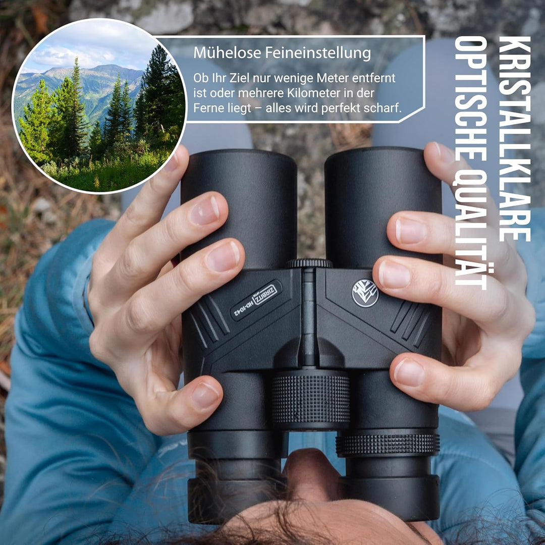 HD Fernglas 10x42 leistungsstark & IPX7-wasserdicht - Outdoorfernglas stufenlos einstellbar für Wand