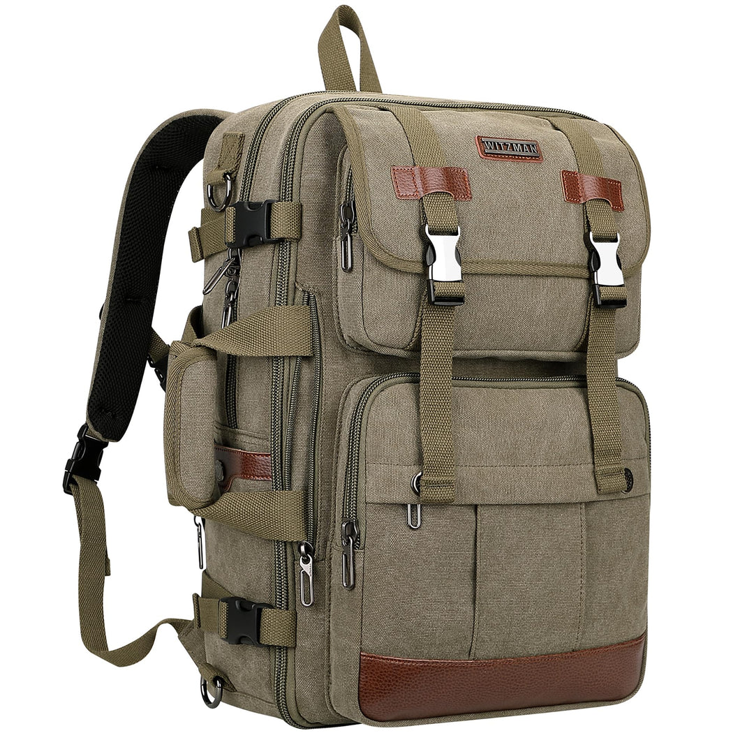 WITZMAN Reiserucksack Herren Canvas 40L Laptop Rucksack Fit 16 Zoll Vintage Rucksack für Herren Gesc