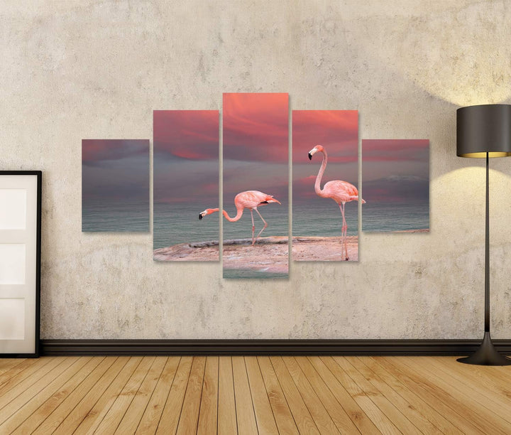 islandburner Bild auf Leinwand Rosa Flamingo Florida Am Strand Bilder Wandbilder Poster Leinwand 170