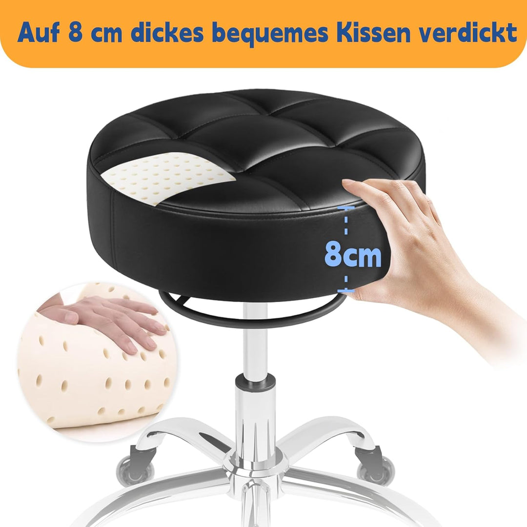 Rollhocker，Hocker höhenverstellbar mit ringheber，Dicker Schaumstoff für weichen Komfort，Stuhl mit ro