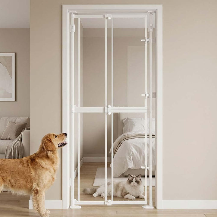 unipaws Transparentes Extra Hohes Katzengitter, Druckmontage mit Auto-Close, 190–250 cm H x 53–86 cm
