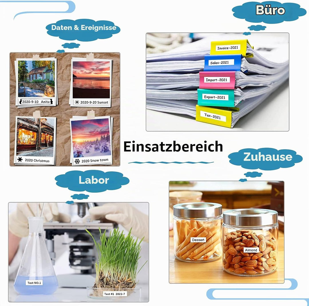 6x Hehua Ersatz für Brother P Touch TZe-221 TZe221 TZ221 9mm 0.35" x 8m Schriftband Schwarz auf Weis