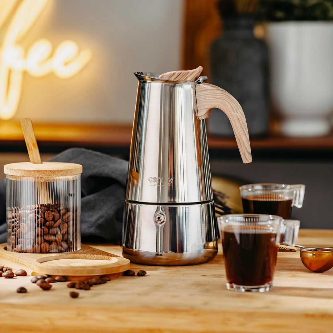 CAMRY Espressokocher Induktion - Mokkakanne Induktion für Aromatisches Kaffee - Hochwertiger Moka Po