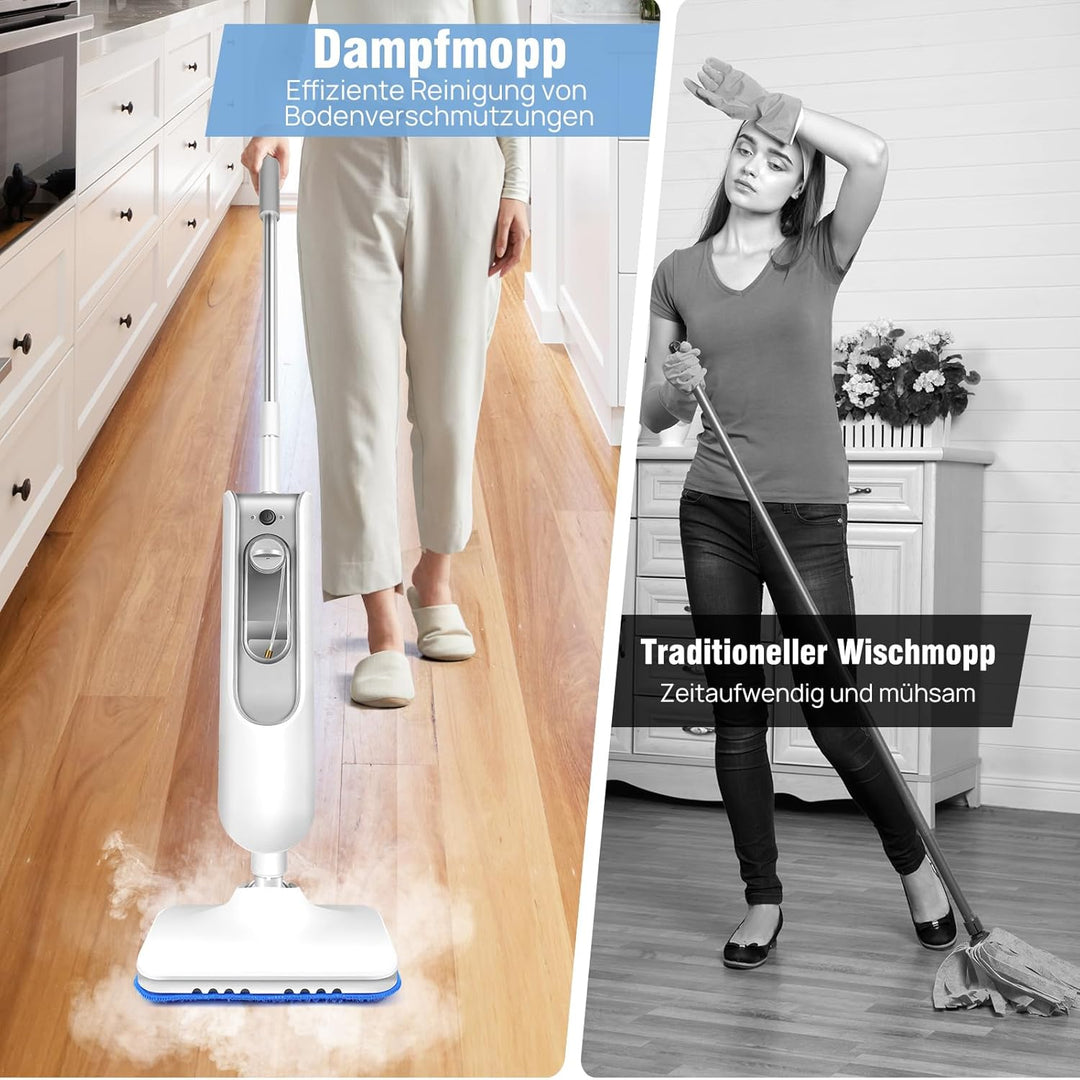 1500W Dampfmop mit 400ML Wassertank 4.8M Kabel für Mehrzweck Handdampfreiniger für Haus Küche Büro B