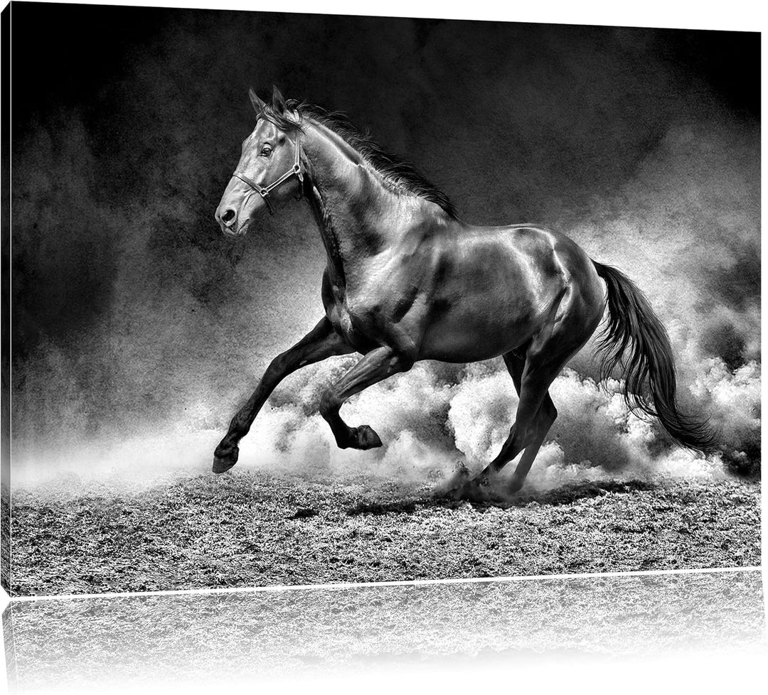 Pixxprint Pferd, Sonnenuntergang, 100x70cm Leinwandbild bespannt auf Holzrahmen/Wandbild Kunstdruck