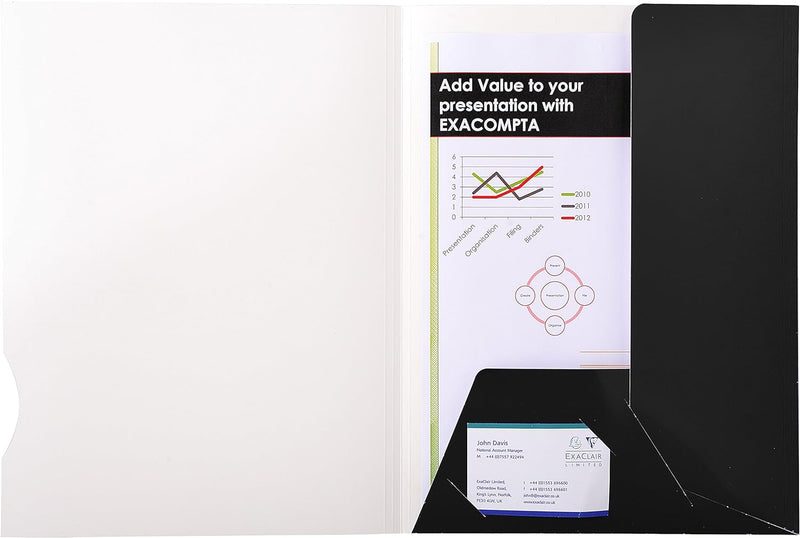Exacompta 635011E Präsentationsmappe (aus festem Karton (250g), 2 Klappe, Einkerbung für Visitenkart