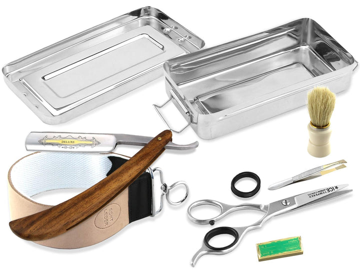 Rasiermesser Set 7 Teilig Komplett Rasier Set mit Paste aus Solingen in einer Rasier Box zur Idealen