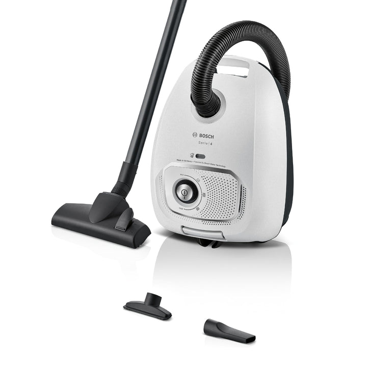 Bosch Serie 4 BGB41WH1 Staubsauger mit Beutel, Reichweite 11 m, Staubbeutel XL, Stoffdüse, Schlitzdü