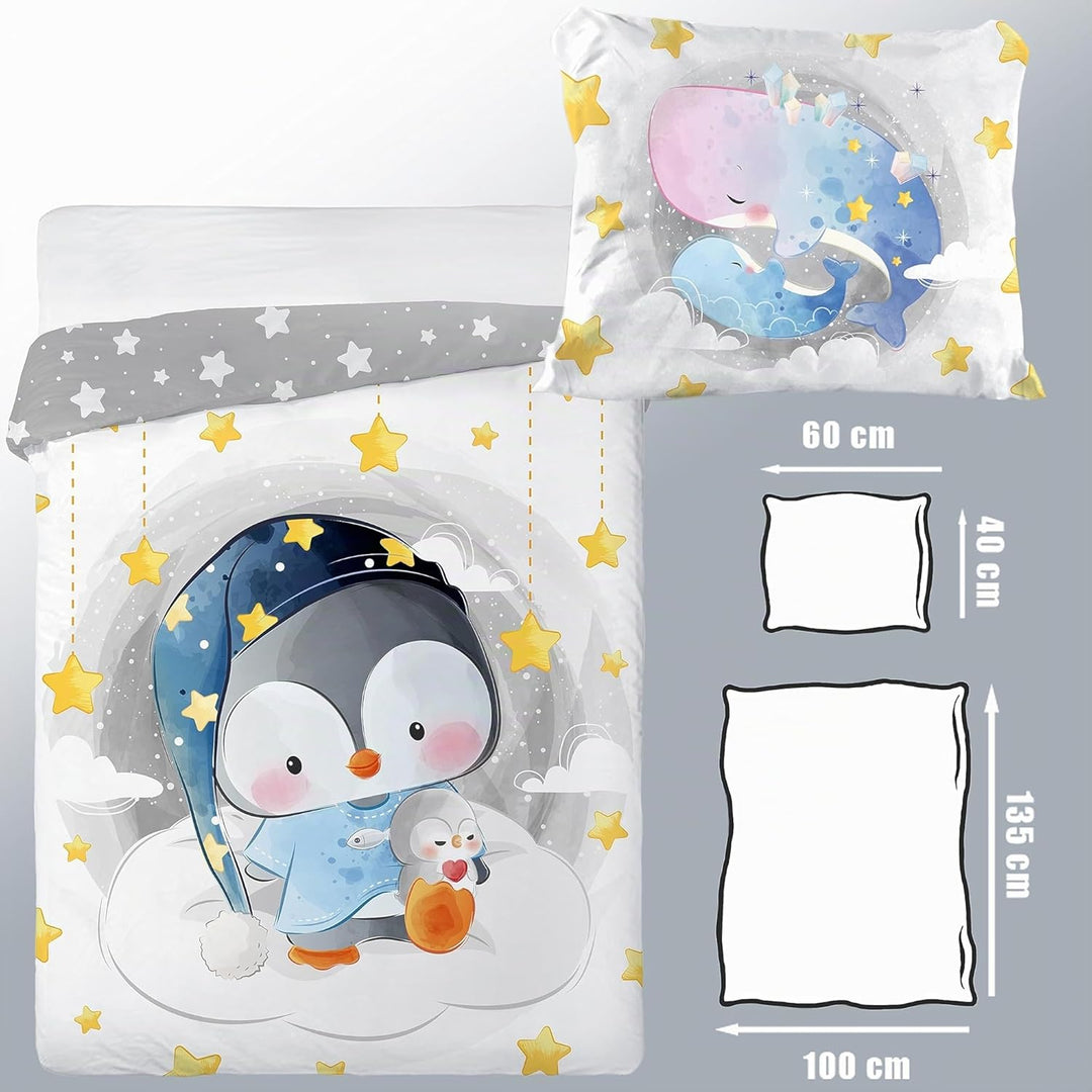 Kinderbettwäsche 100x135 cm aus 100% Baumwolle Weiche & Farbenfrohe | Baby Bettwäsche Set Perfekt fü