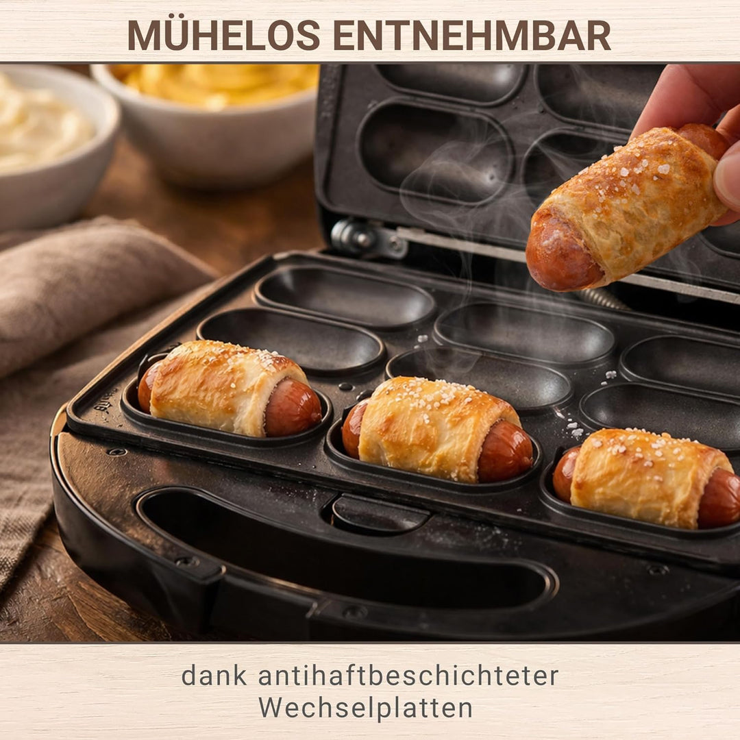 Syntrox Germany Pigs in a Blanket Würstchen im Schlafrock Maker Chefmaker SM-1300W Pretzel Nugget mi