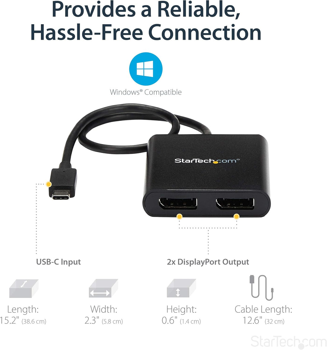 StarTech.com USB-C auf Dual DisplayPort 1.2 Adapter, USB-C Multi-Monitor MST Hub, Dual 4K 30Hz/1080p