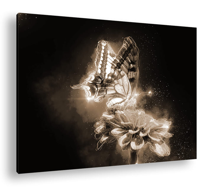 deyoli glitzernder Schmetterling Effekt: Sepia Format: 80x60 als Leinwandbild, Motiv fertig gerahmt