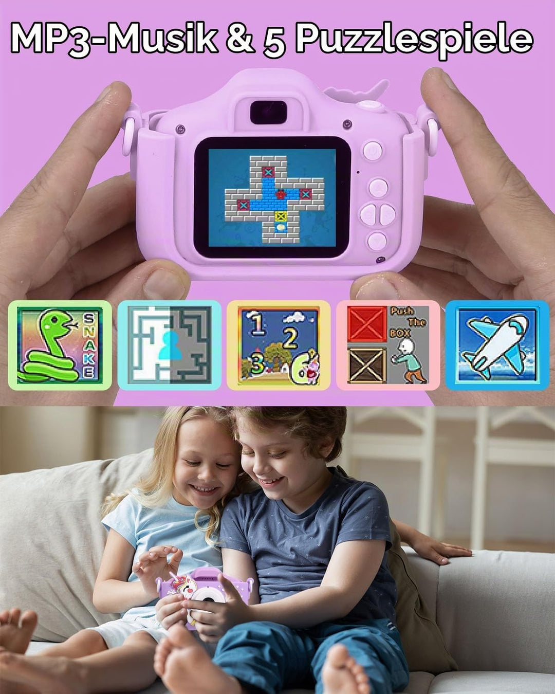 Kinderkamera,Kinder Kamera 1080P Bildschirm Kamera Kinder mit 64GB-Karte Selfie Digitalkamera Fotoap