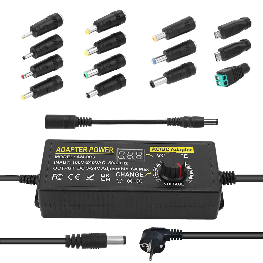 144W Universal Einstellbares Netzteil Adapter 100V-240V AC to DC 3V-24V 6A Konverter Netzteil,Einste